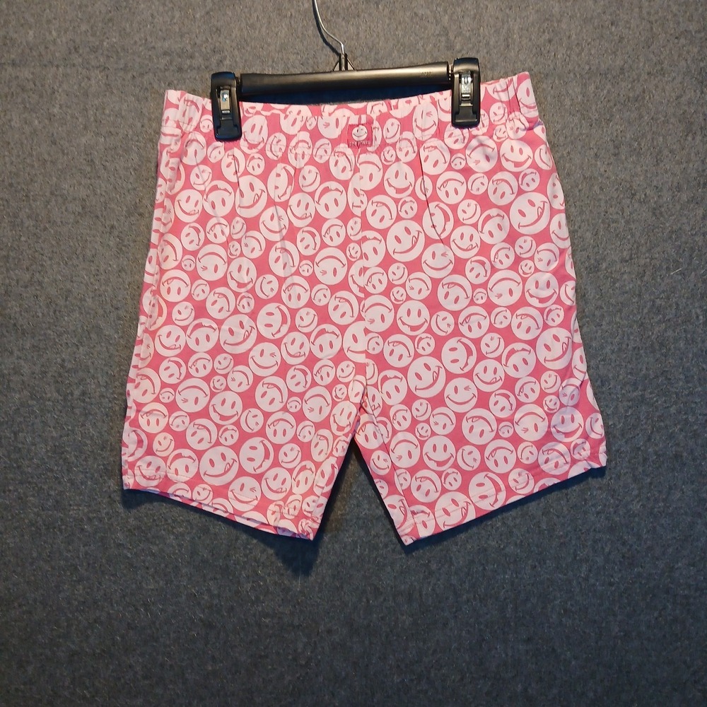 Joe Boxer Bike Shorts Pink Smiley Face stretchy sleep workout gym size medium